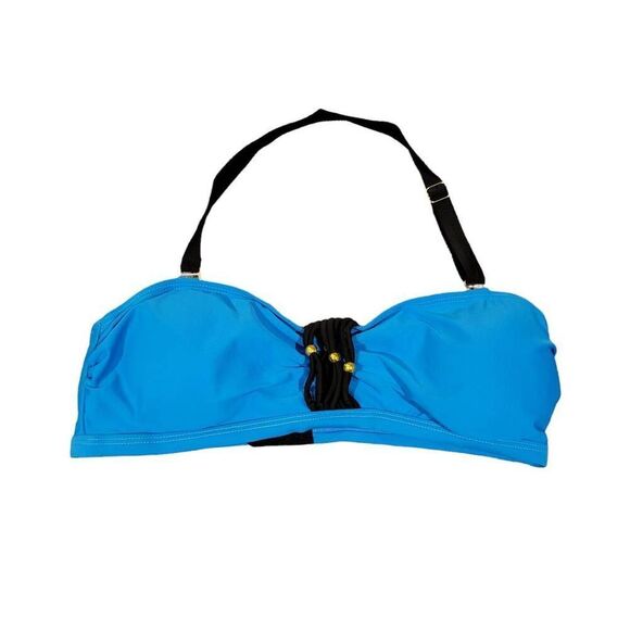 Wearion Bikini Two Piece Blue High Waist Black Criss Cross Bathing Swim Suit NEW - Picture 3 of 9